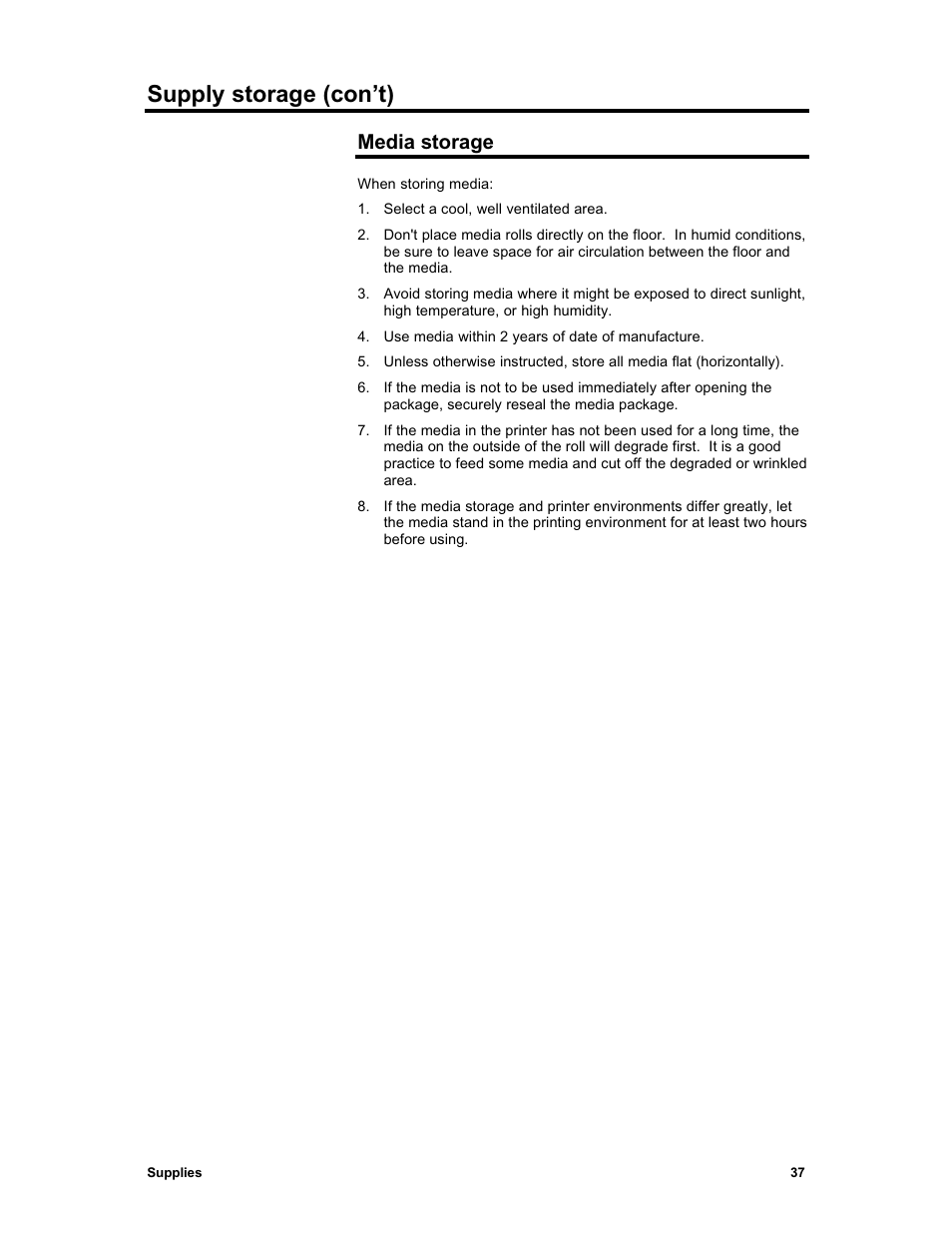 Supply storage (con’t), Media storage | Sharp X2 User Manual | Page 49 / 75