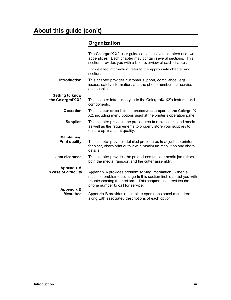 About this guide (con’t), Organization | Sharp X2 User Manual | Page 5 / 75