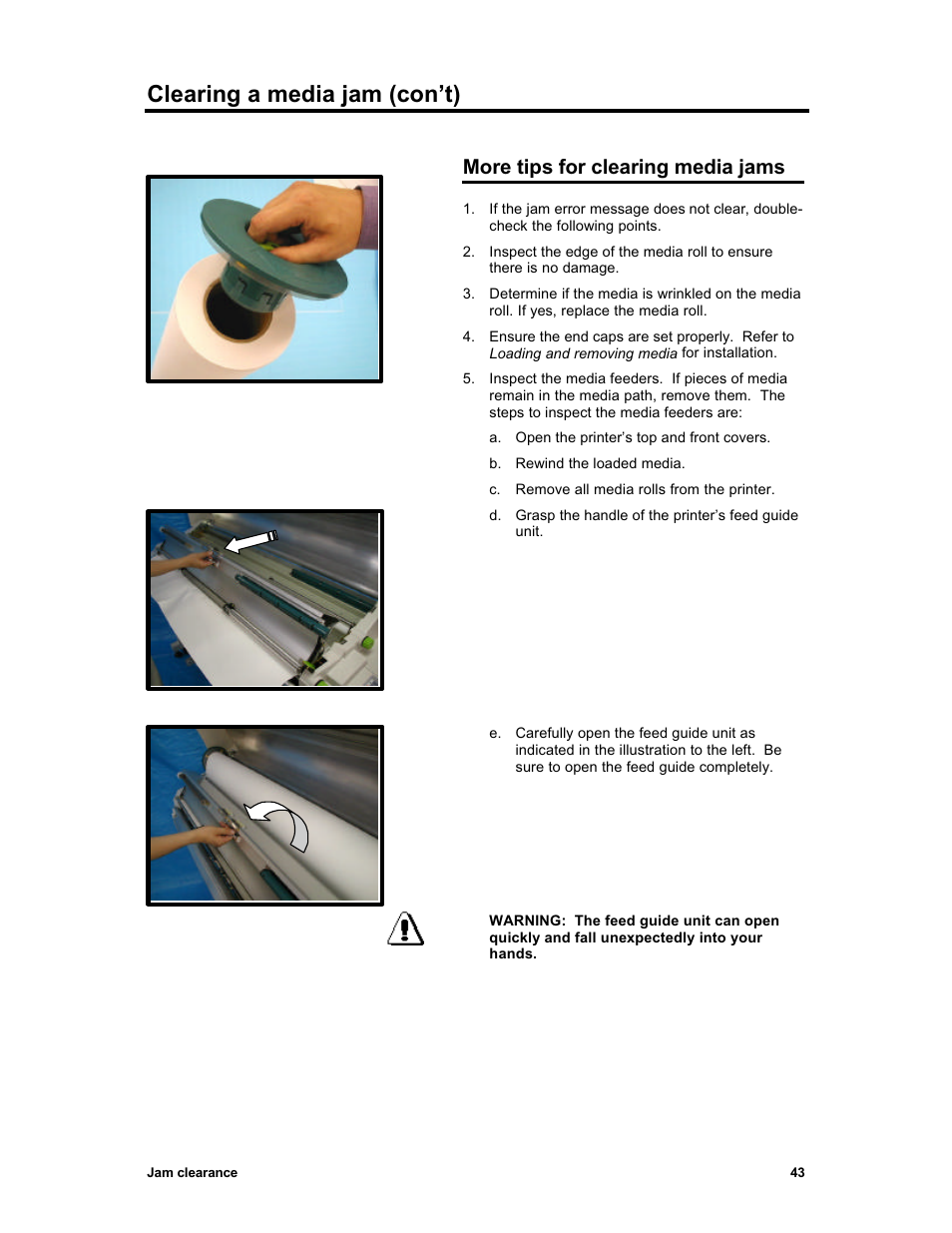 Clearing a media jam (con’t), More tips for clearing media jams | Sharp X2 User Manual | Page 55 / 75