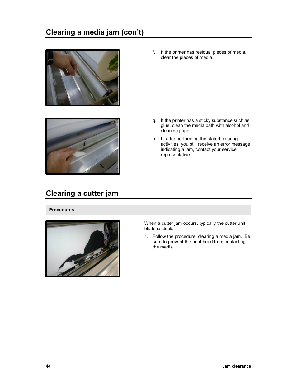 Clearing a media jam (con’t), Clearing a cutter jam | Sharp X2 User Manual | Page 56 / 75