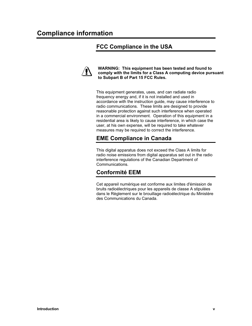 Compliance information, Fcc compliance in the usa, Eme compliance in canada | Conformité eem | Sharp X2 User Manual | Page 7 / 75