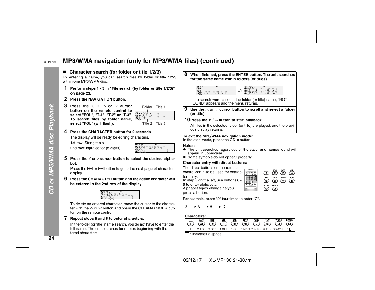 Sharp XL-MP130 User Manual | Page 24 / 42