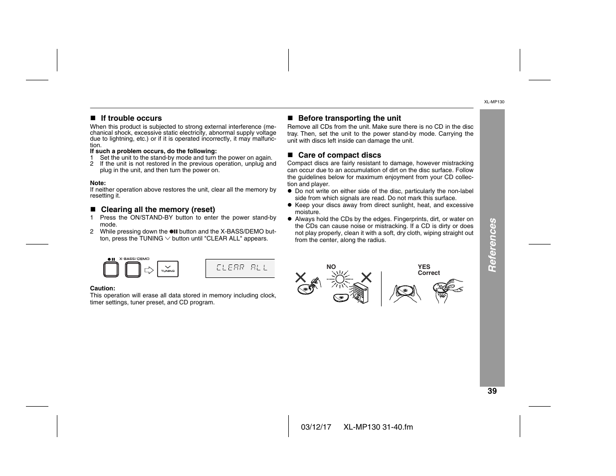 References | Sharp XL-MP130 User Manual | Page 39 / 42