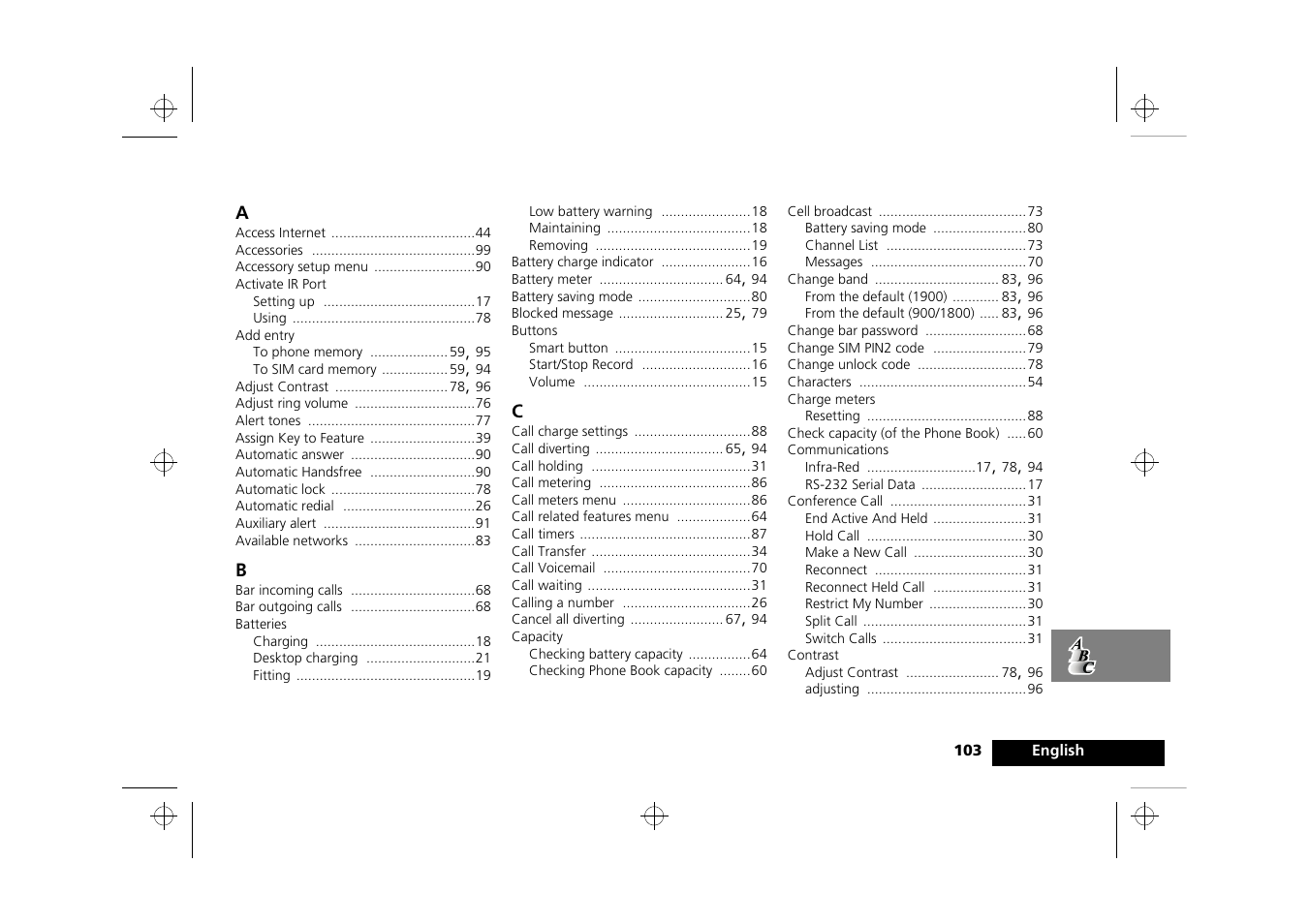 Index | Motorola Timeport 260 User Manual | Page 105 / 108