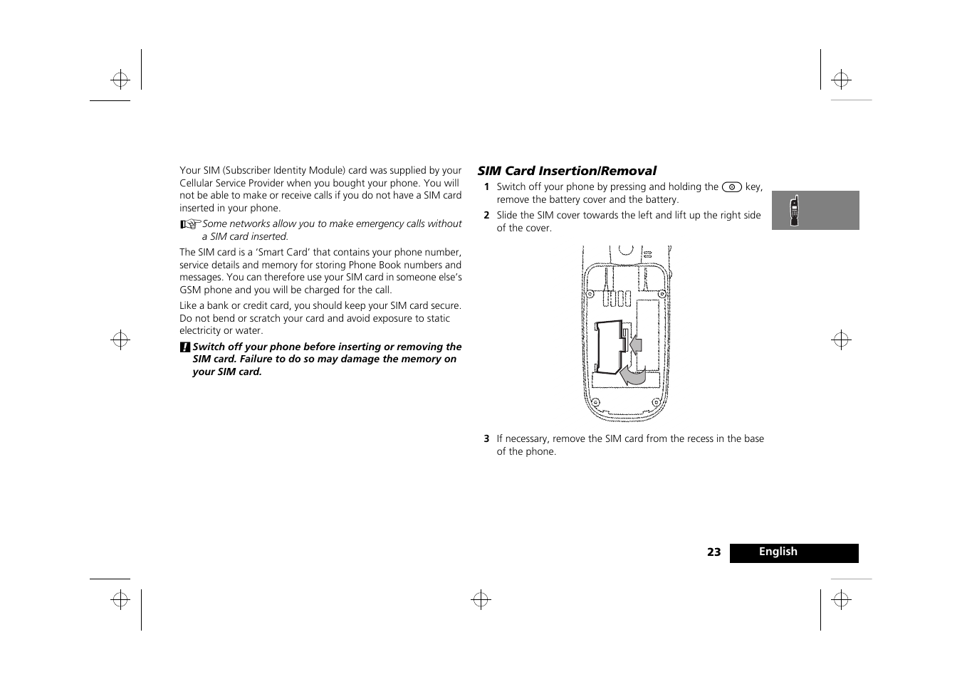 Your sim card | Motorola Timeport 260 User Manual | Page 25 / 108