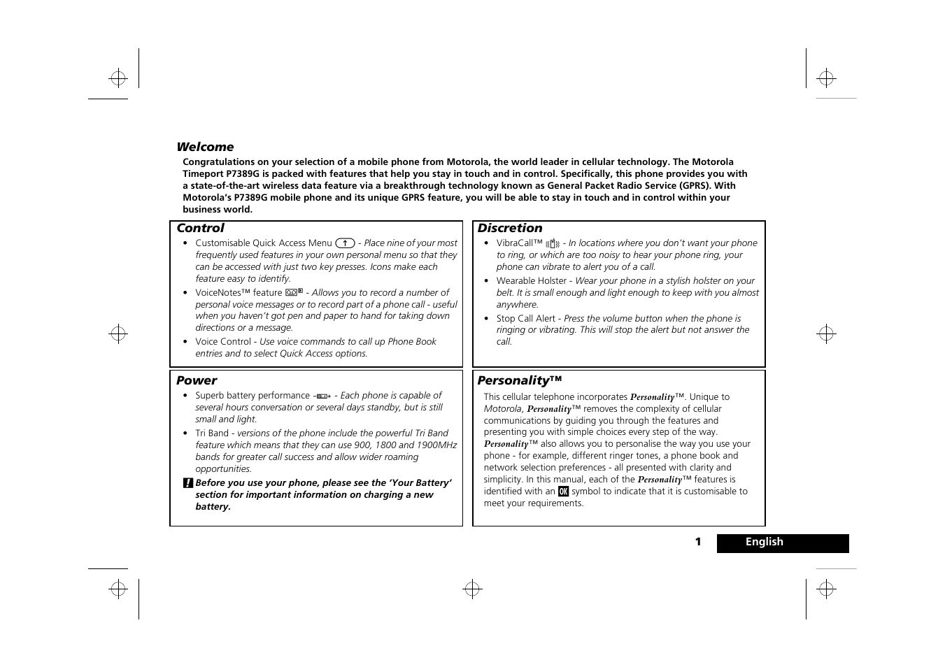 Introduction | Motorola Timeport 260 User Manual | Page 3 / 108