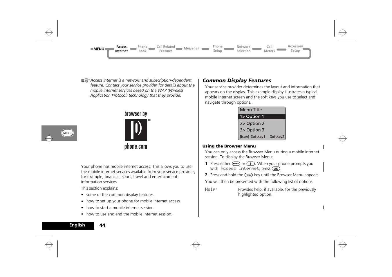 Access internet | Motorola Timeport 260 User Manual | Page 46 / 108