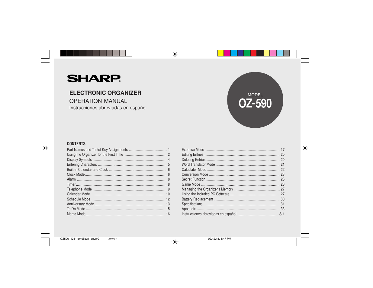 Sharp OZ-590 User Manual | 60 pages