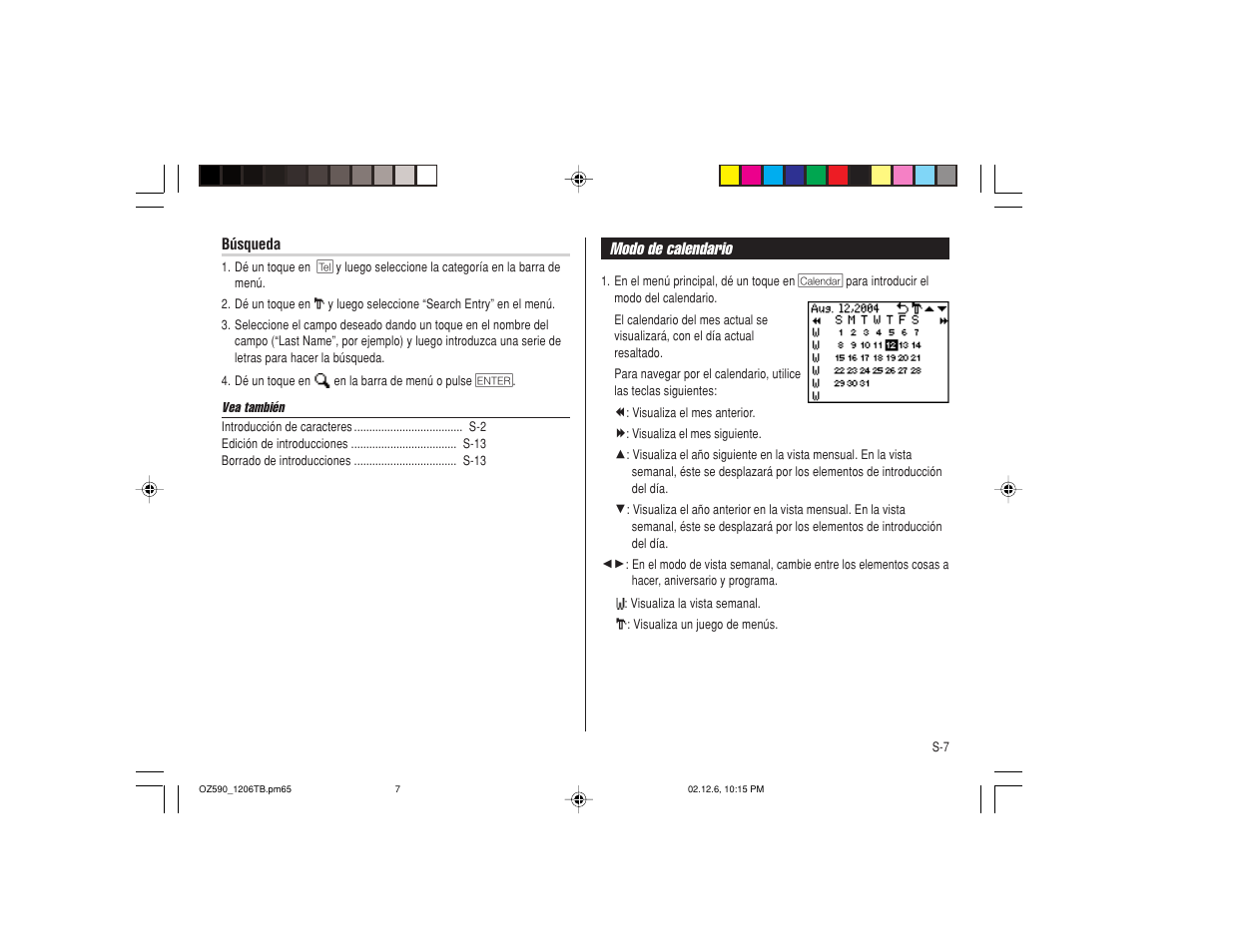 Modo de calendario | Sharp OZ-590 User Manual | Page 43 / 60