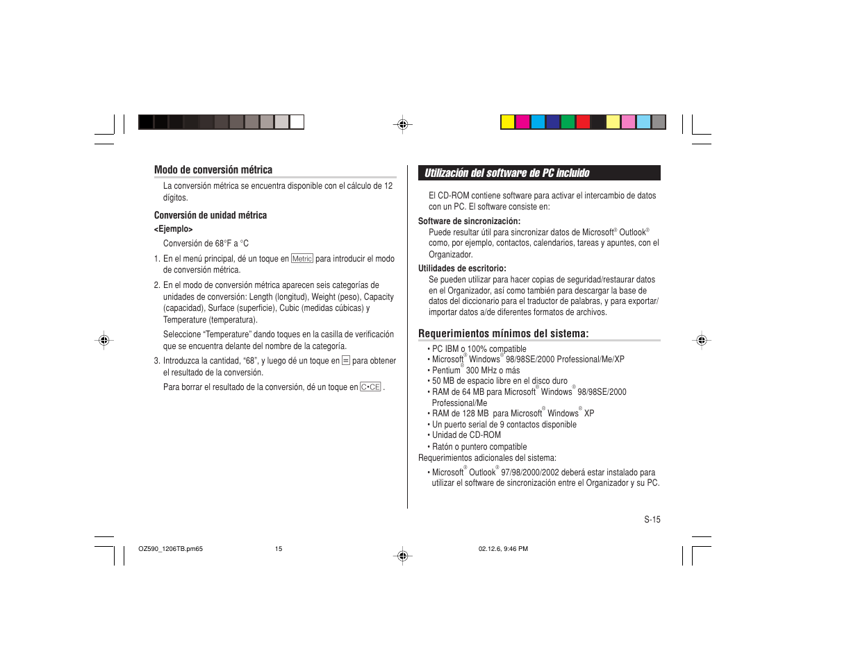 Utilización del software de pc incluido | Sharp OZ-590 User Manual | Page 51 / 60