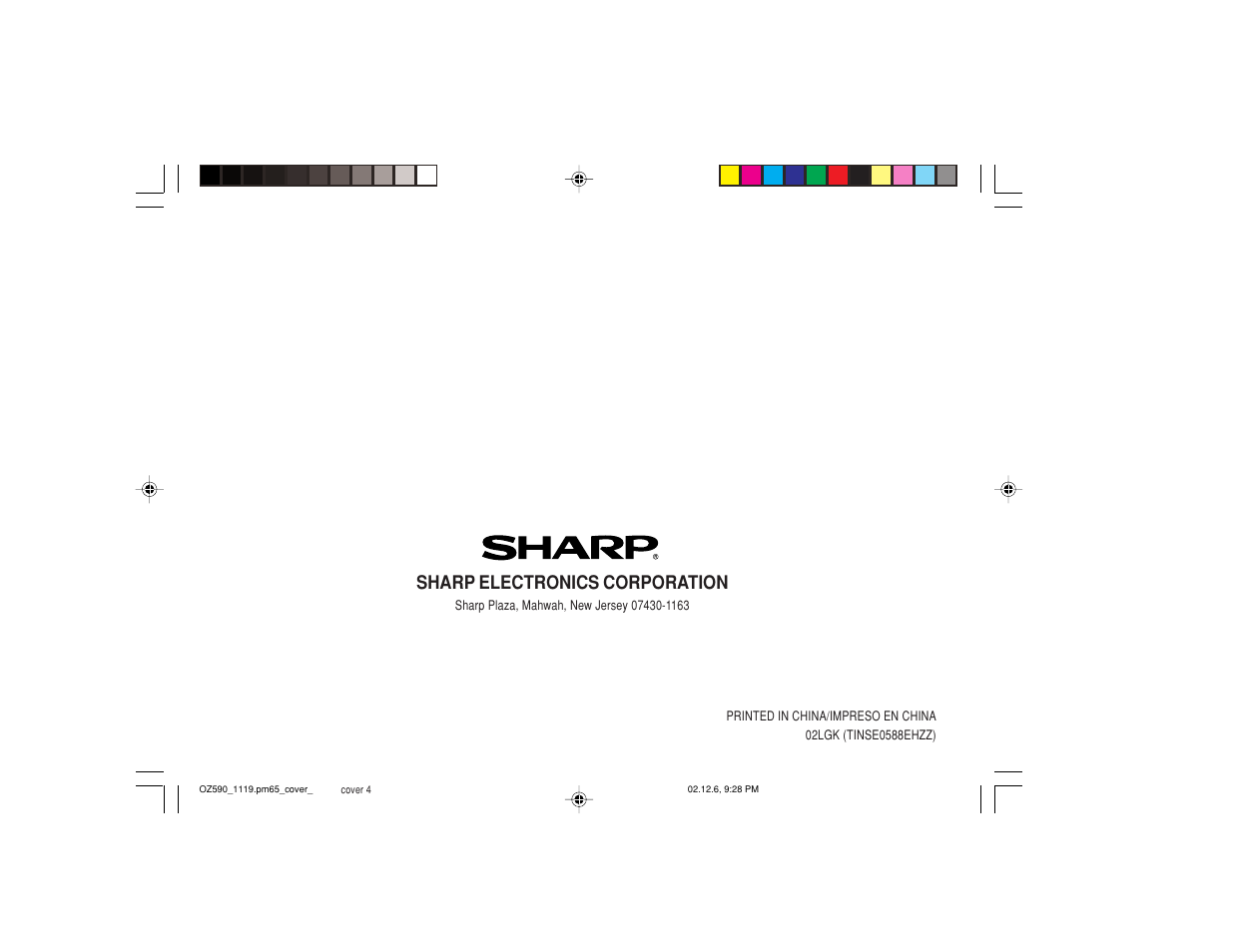 Sharp electronics corporation | Sharp OZ-590 User Manual | Page 60 / 60