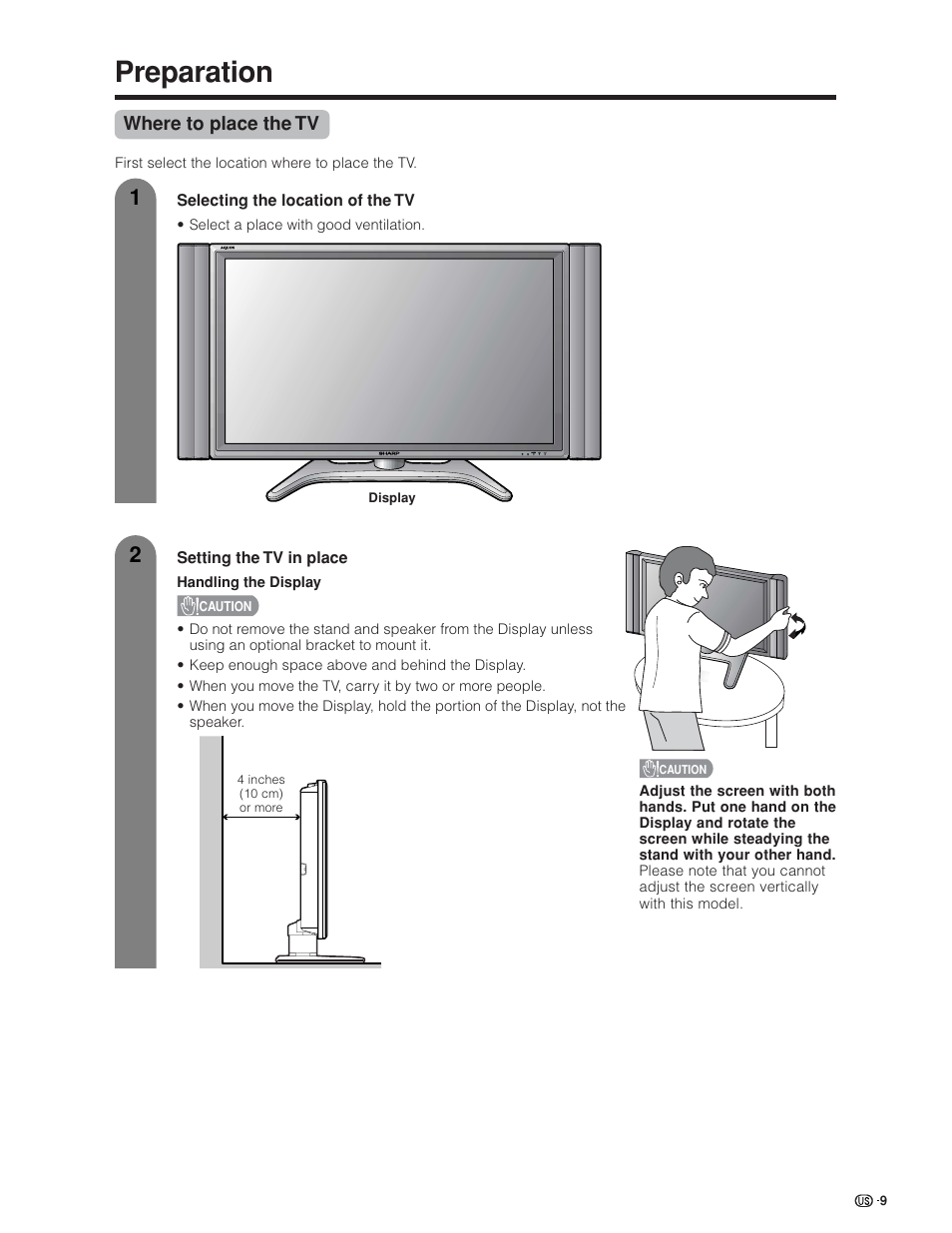 Preparation | Sharp Aquos LC 45GD4U User Manual | Page 10 / 103