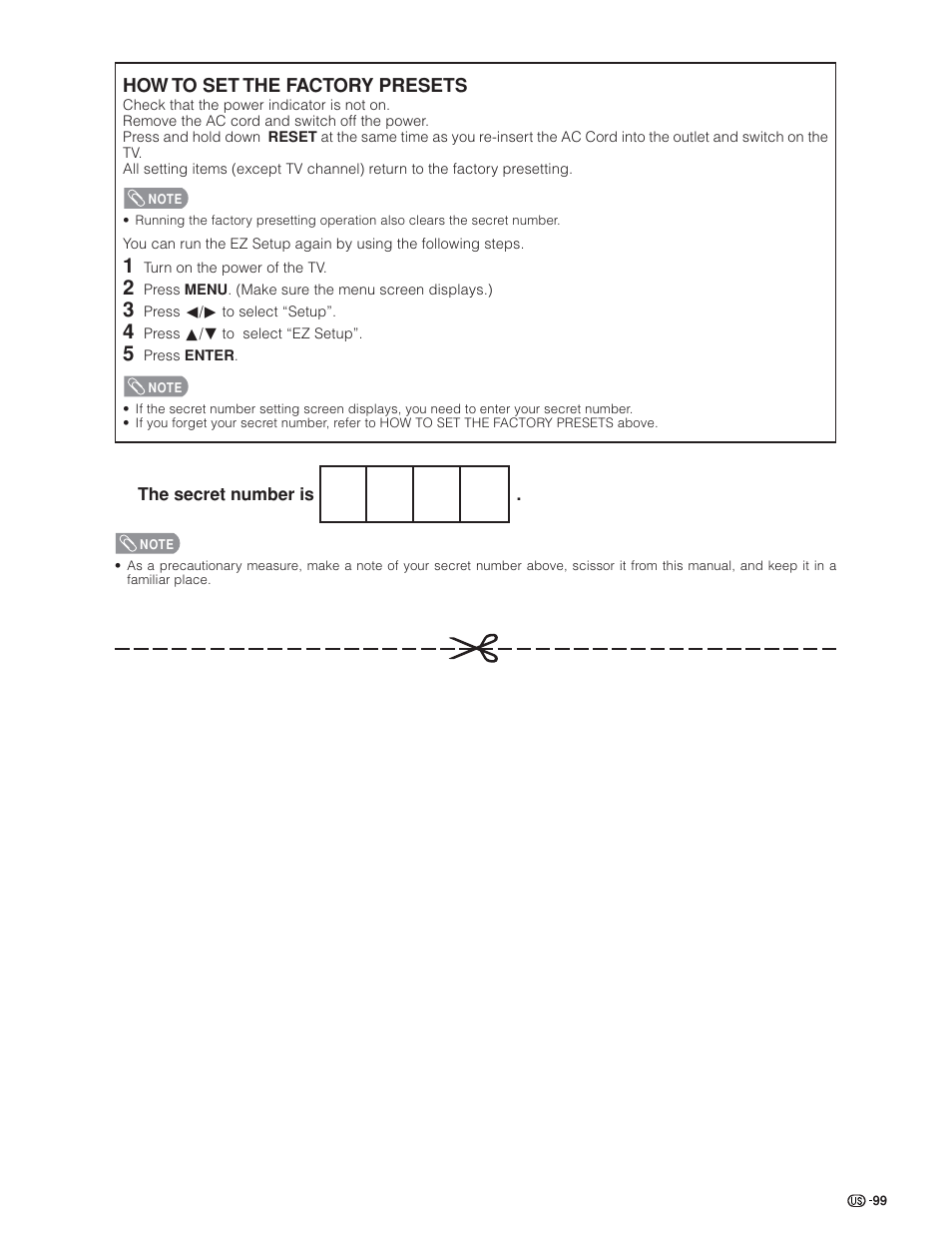 How to set the factory presets | Sharp Aquos LC 45GD4U User Manual | Page 100 / 103