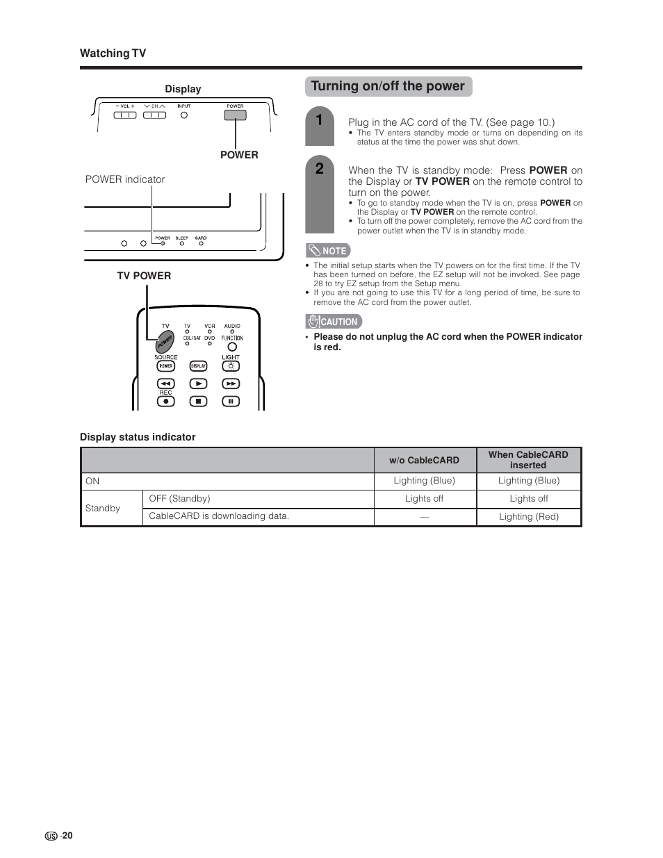 Turning on/off the power | Sharp Aquos LC 45GD4U User Manual | Page 21 / 103