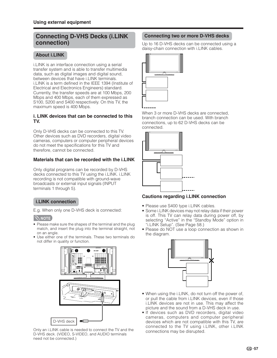 Connecting d-vhs decks (i.link connection) | Sharp Aquos LC 45GD4U User Manual | Page 58 / 103