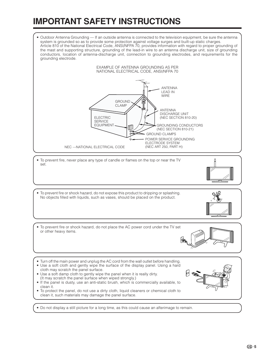 Important safety instructions | Sharp Aquos LC 45GD4U User Manual | Page 6 / 103