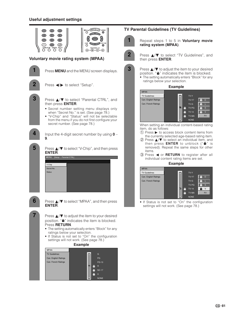 Tv parental guidelines (tv guidelines) | Sharp Aquos LC 45GD4U User Manual | Page 82 / 103