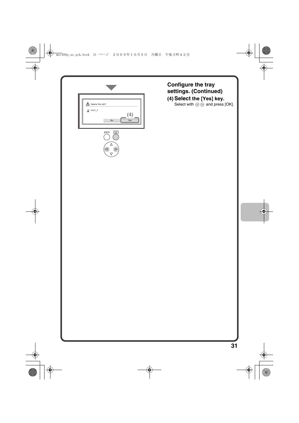 Configure the tray settings. (continued), Select | Sharp TINSE4633FCZZ User Manual | Page 33 / 52