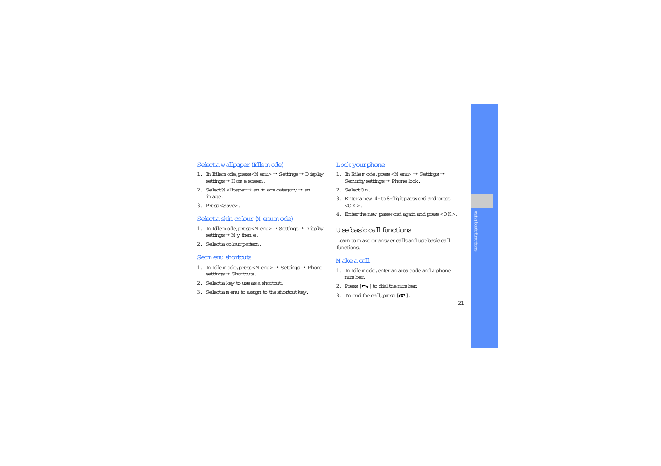 Use basic call functions, U se basic call functions | Sharp SGH-J700V User Manual | Page 26 / 60