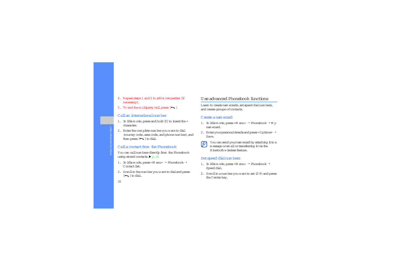 Use advanced phonebook functions, U se advanced phonebook functions | Sharp SGH-J700V User Manual | Page 37 / 60
