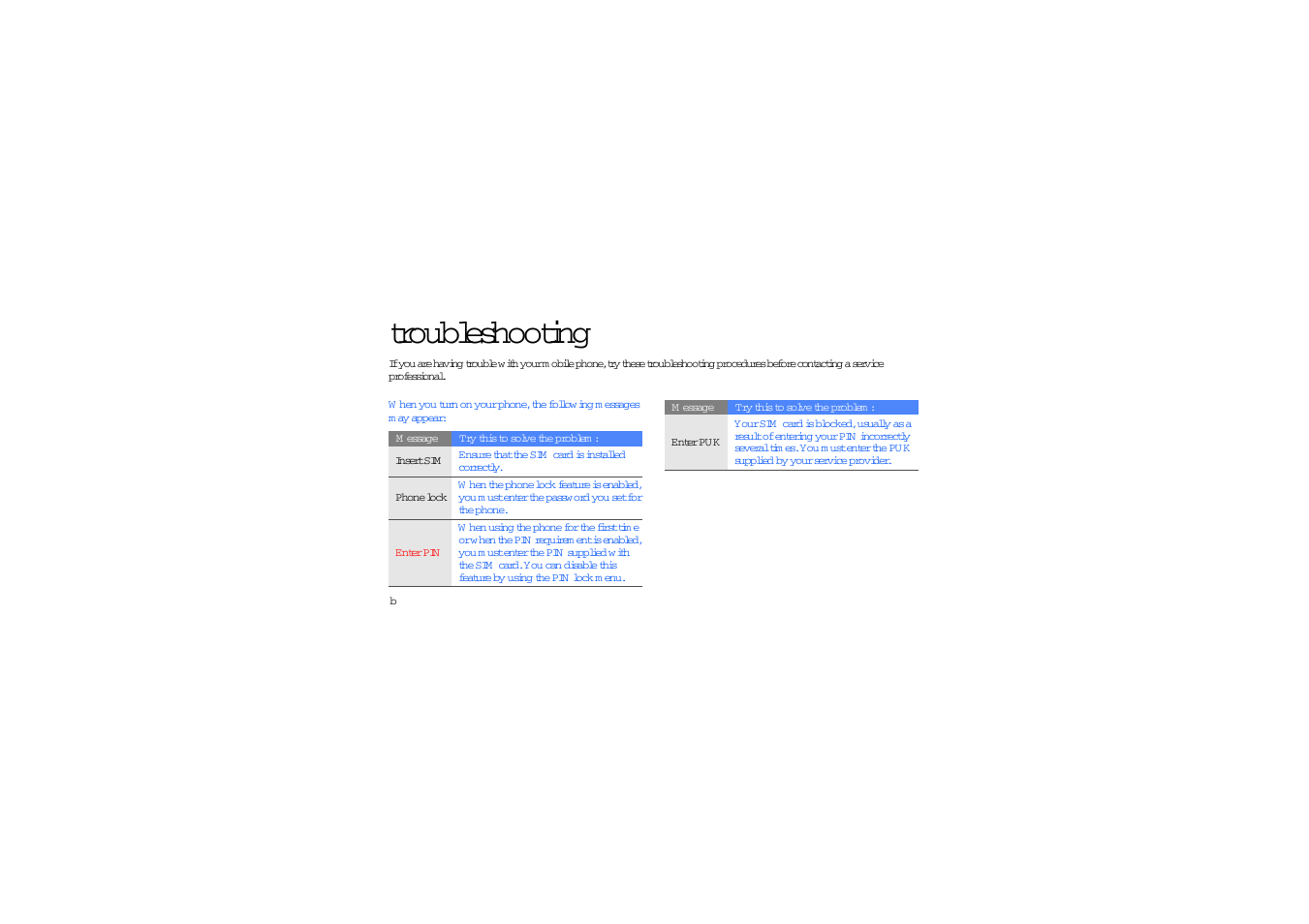 Troubleshooting, Troubleshooting b | Sharp SGH-J700V User Manual | Page 53 / 60