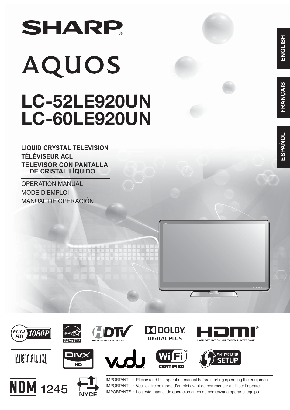 Sharp AQUOS 10P06-MX-NM User Manual | 79 pages