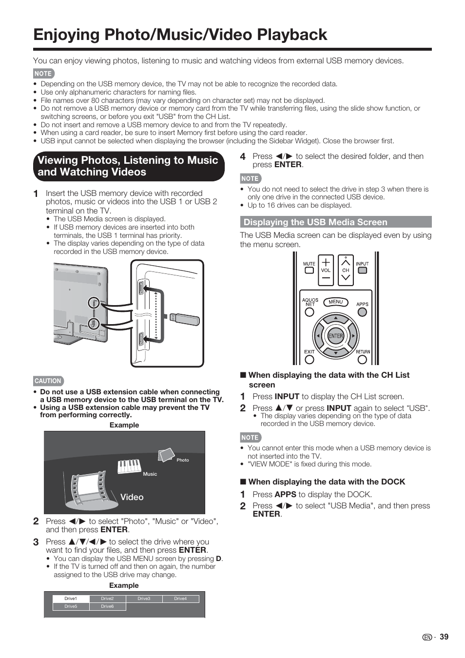 Enjoying photo/music/video playback | Sharp AQUOS 10P06-MX-NM User Manual | Page 41 / 79