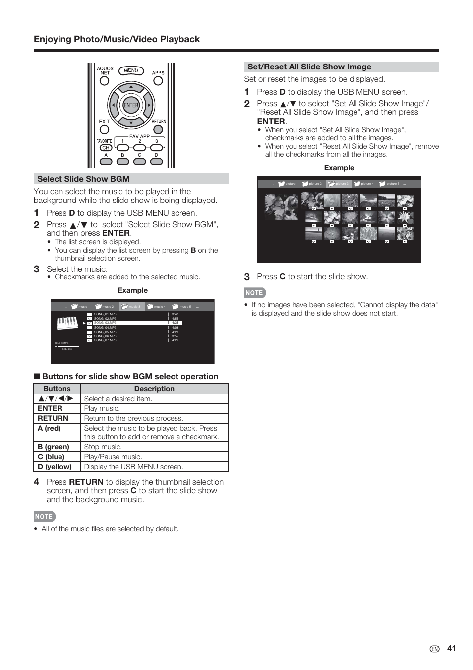 Enjoying photo/music/video playback | Sharp AQUOS 10P06-MX-NM User Manual | Page 43 / 79