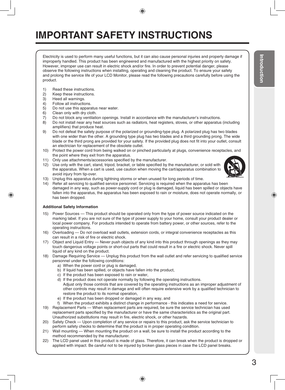 Important safety instructions | Sharp TL-M5200 User Manual | Page 5 / 76
