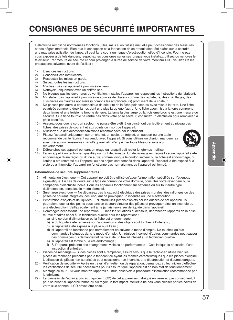 Consignes de sécurité importantes | Sharp TL-M5200 User Manual | Page 59 / 76