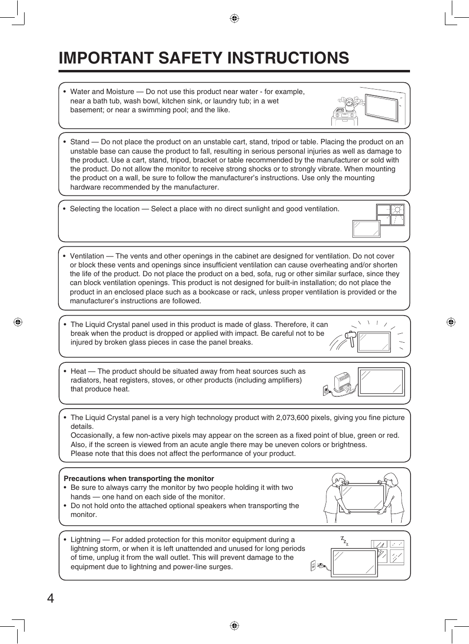 Important safety instructions | Sharp TL-M5200 User Manual | Page 6 / 76