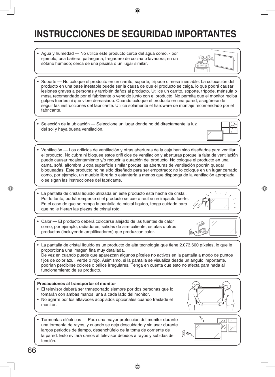 Instrucciones de seguridad importantes | Sharp TL-M5200 User Manual | Page 68 / 76