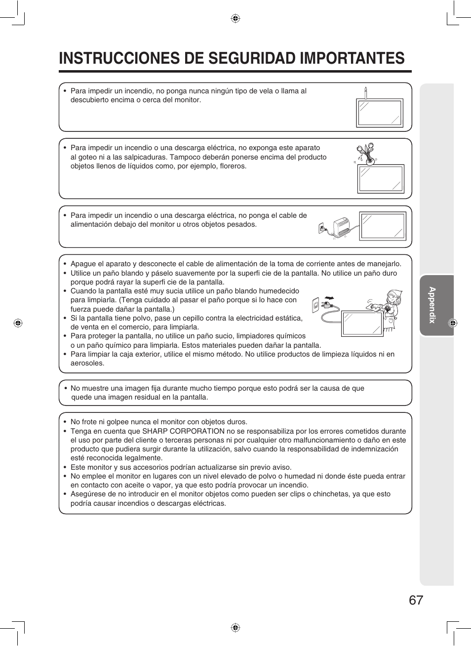 Instrucciones de seguridad importantes | Sharp TL-M5200 User Manual | Page 69 / 76