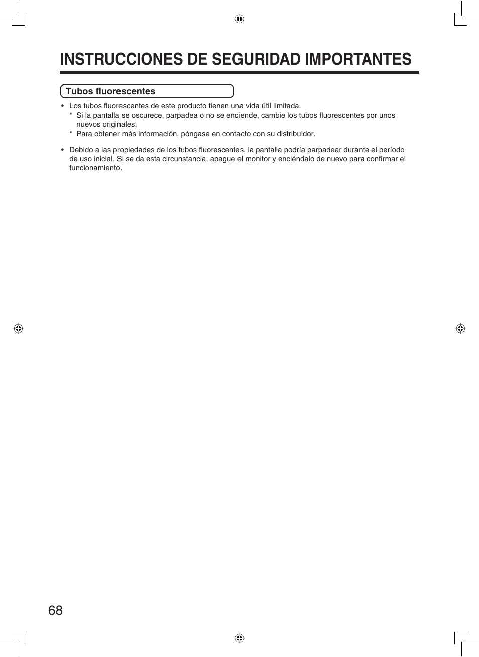 Instrucciones de seguridad importantes | Sharp TL-M5200 User Manual | Page 70 / 76