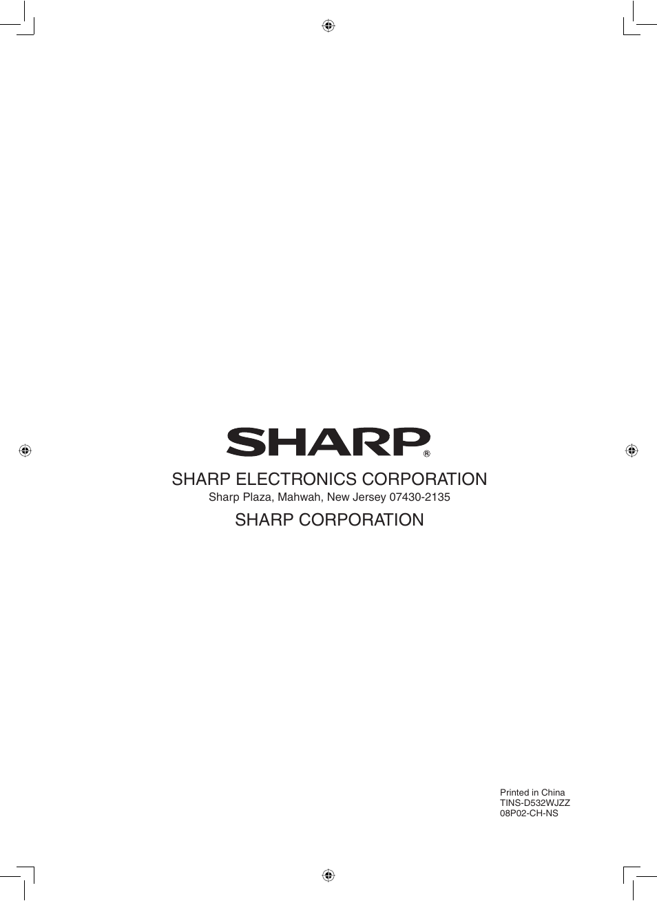 Sharp electronics corporation, Sharp corporation | Sharp TL-M5200 User Manual | Page 76 / 76