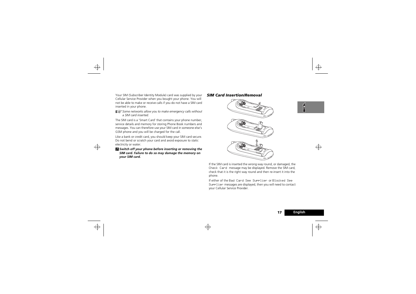 Your sim card | Motorola M3588 User Manual | Page 19 / 76