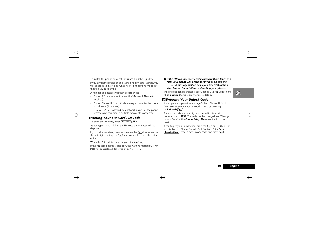 Making and receiving phone calls, Switching the phone on and off | Motorola M3588 User Manual | Page 21 / 76