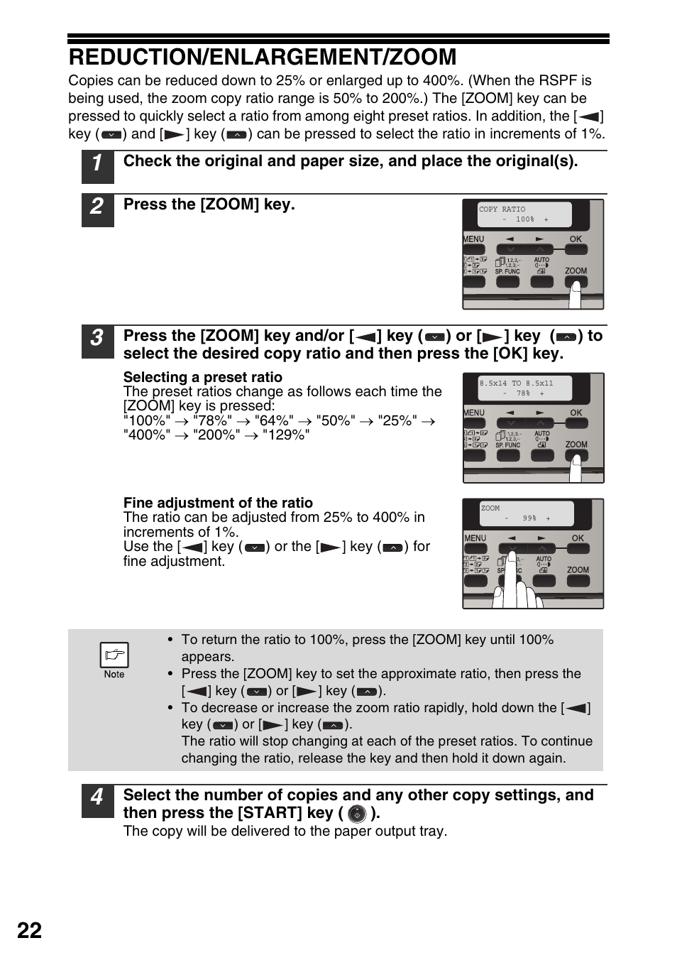 Reduction/enlargement/zoom, 22 reduction/enlargement/zoom | Sharp MX-B201D User Manual | Page 23 / 115