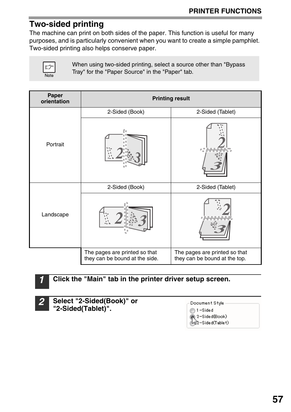 Two-sided printing | Sharp MX-B201D User Manual | Page 58 / 115