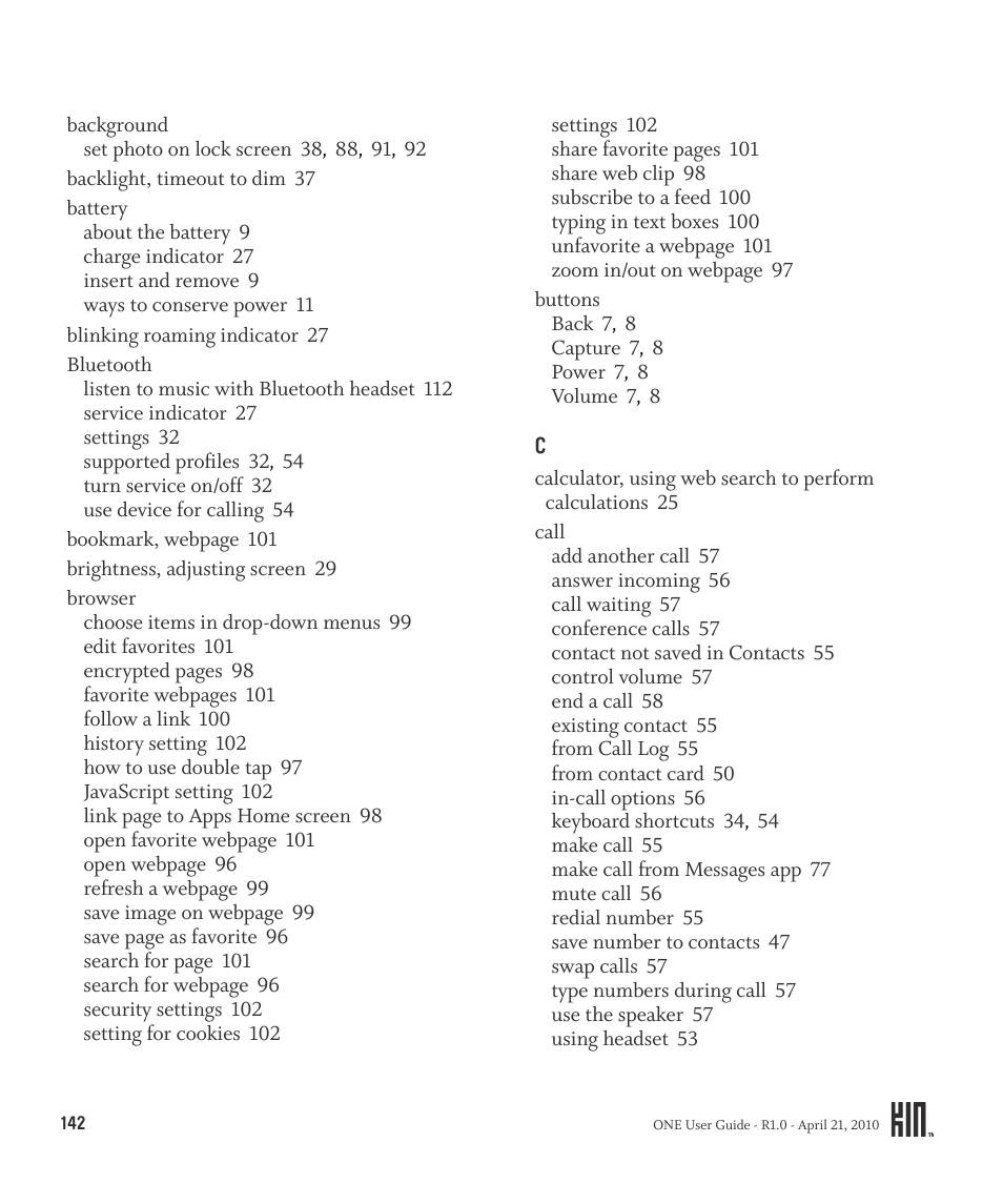 Sharp KIN One OMPB10ZU User Manual | Page 142 / 155