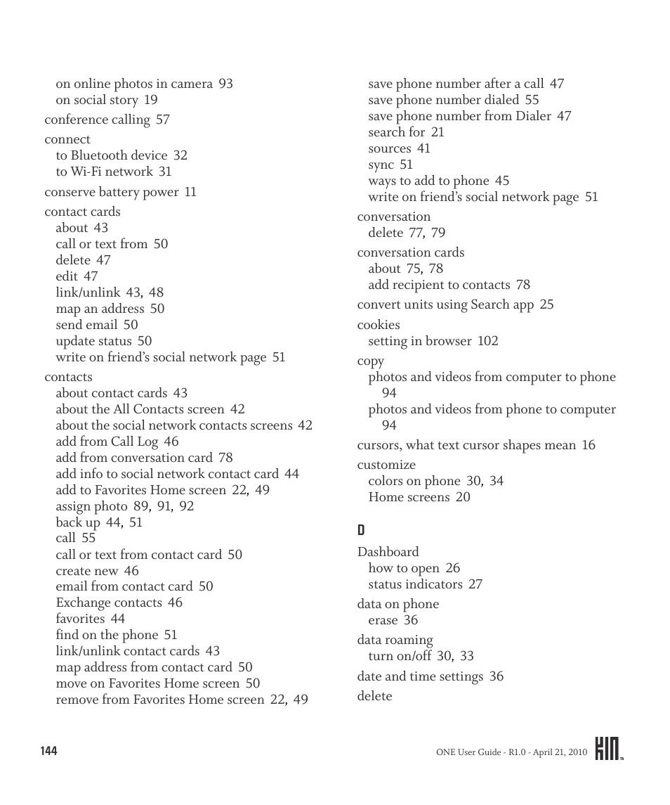 Sharp KIN One OMPB10ZU User Manual | Page 144 / 155