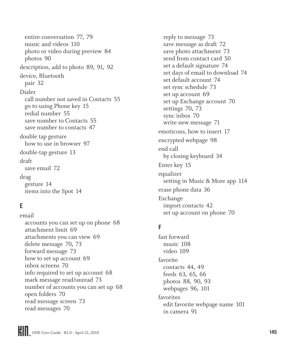 Sharp KIN One OMPB10ZU User Manual | Page 145 / 155