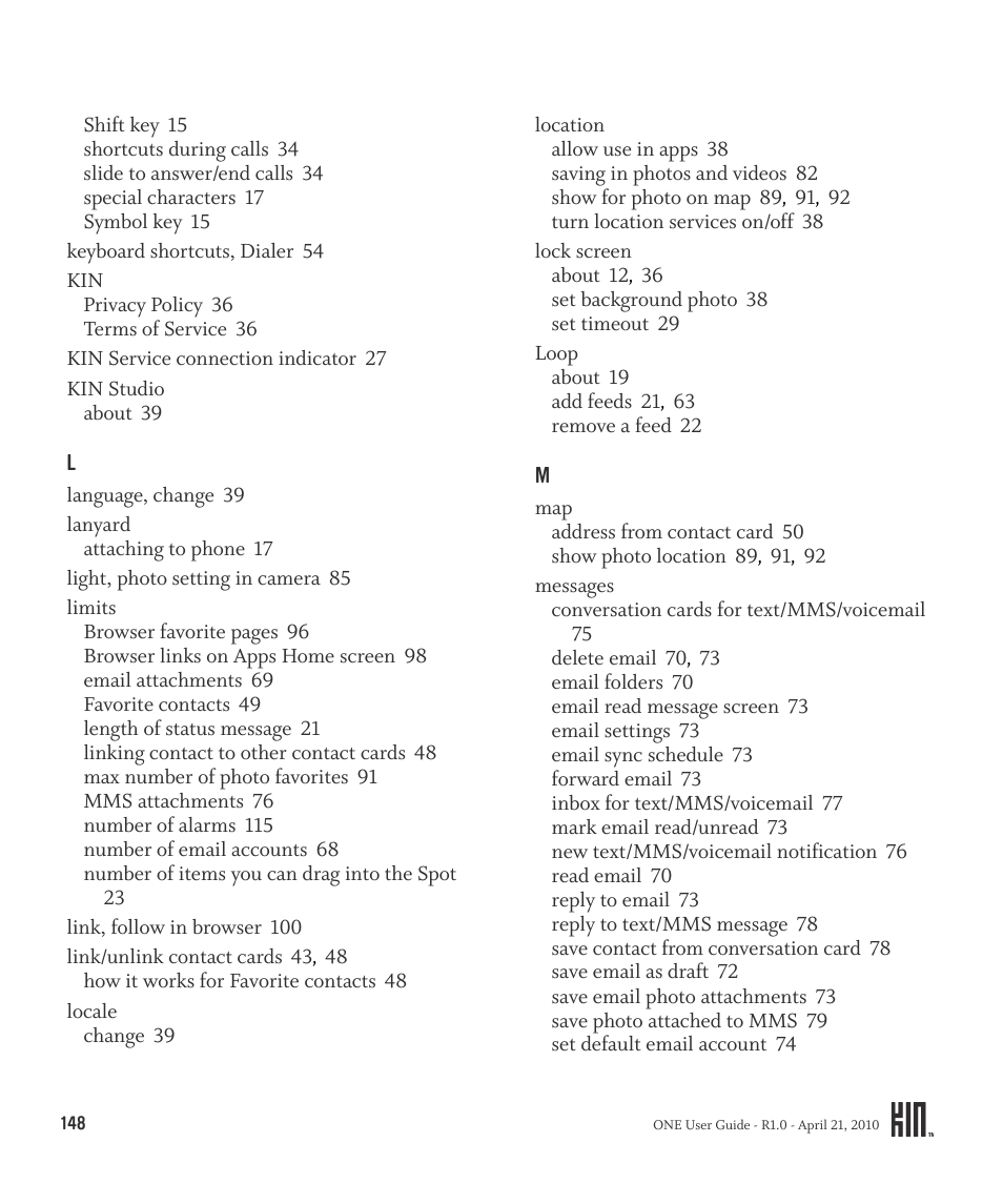 Sharp KIN One OMPB10ZU User Manual | Page 148 / 155