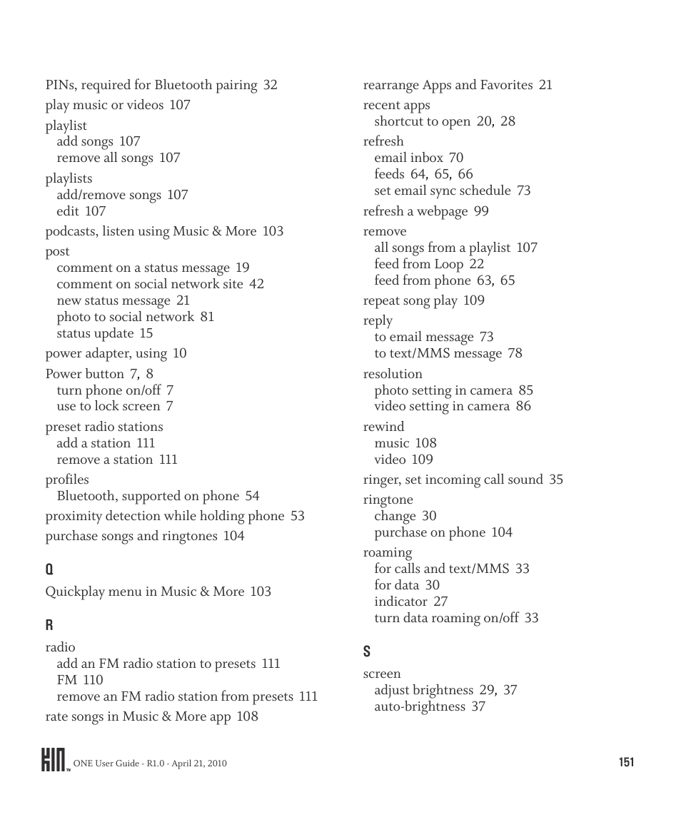 Sharp KIN One OMPB10ZU User Manual | Page 151 / 155