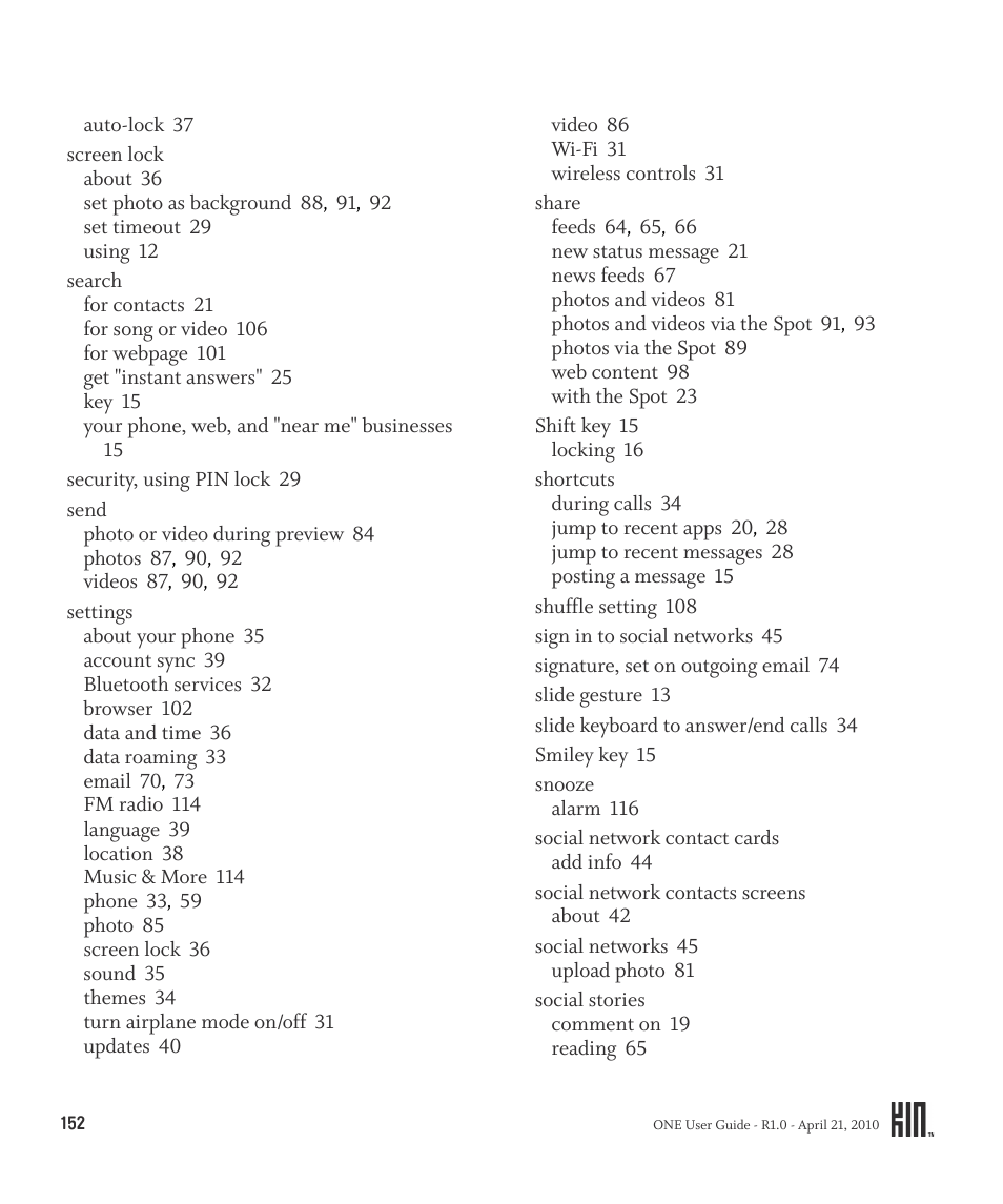 Sharp KIN One OMPB10ZU User Manual | Page 152 / 155