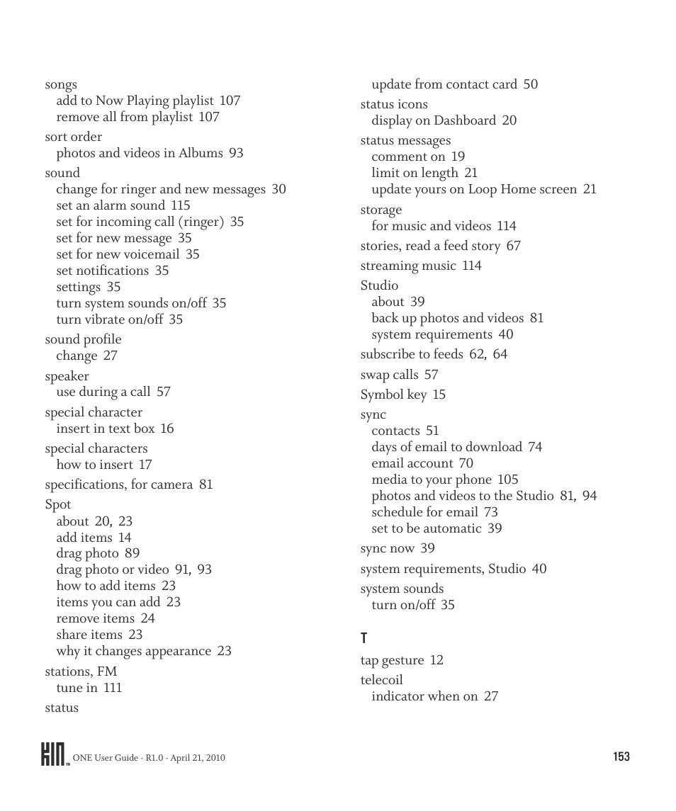 Sharp KIN One OMPB10ZU User Manual | Page 153 / 155