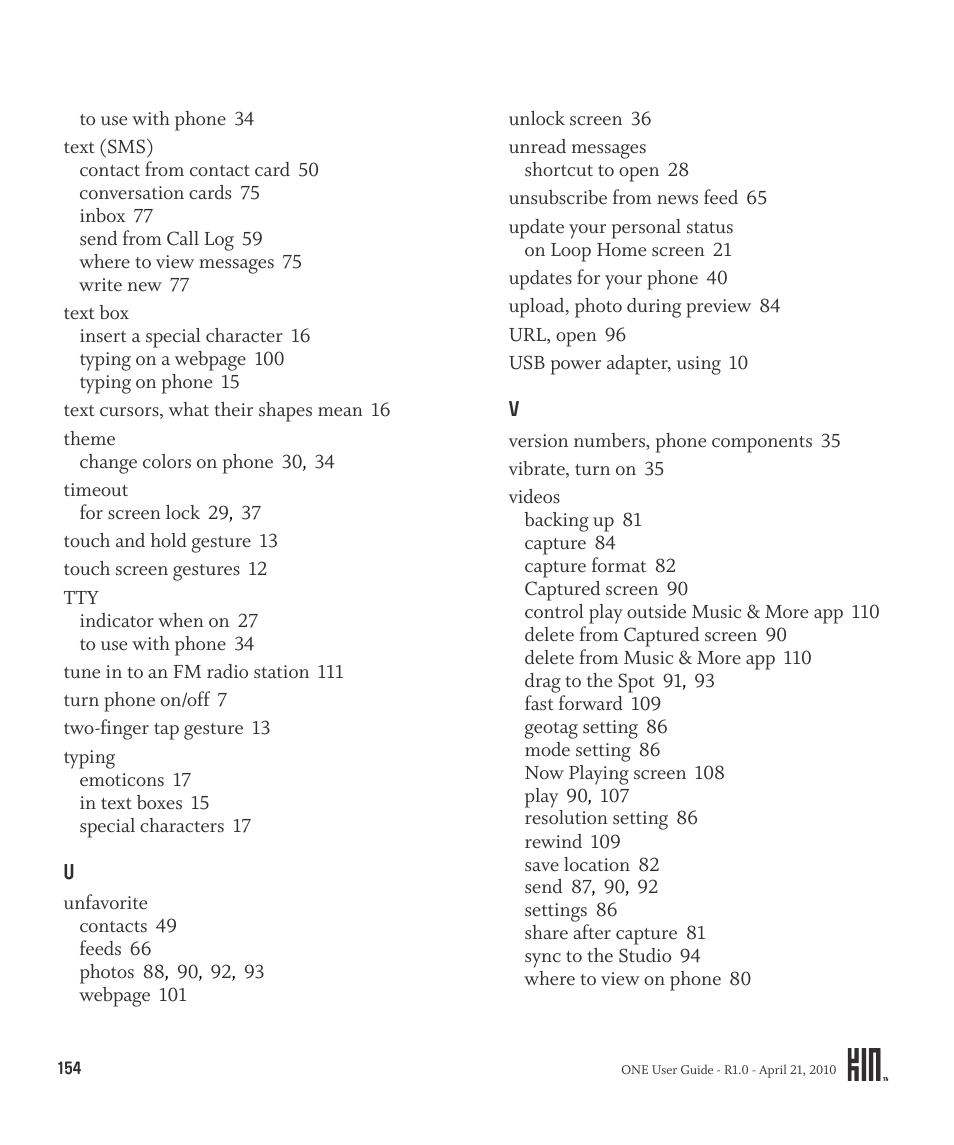 Sharp KIN One OMPB10ZU User Manual | Page 154 / 155