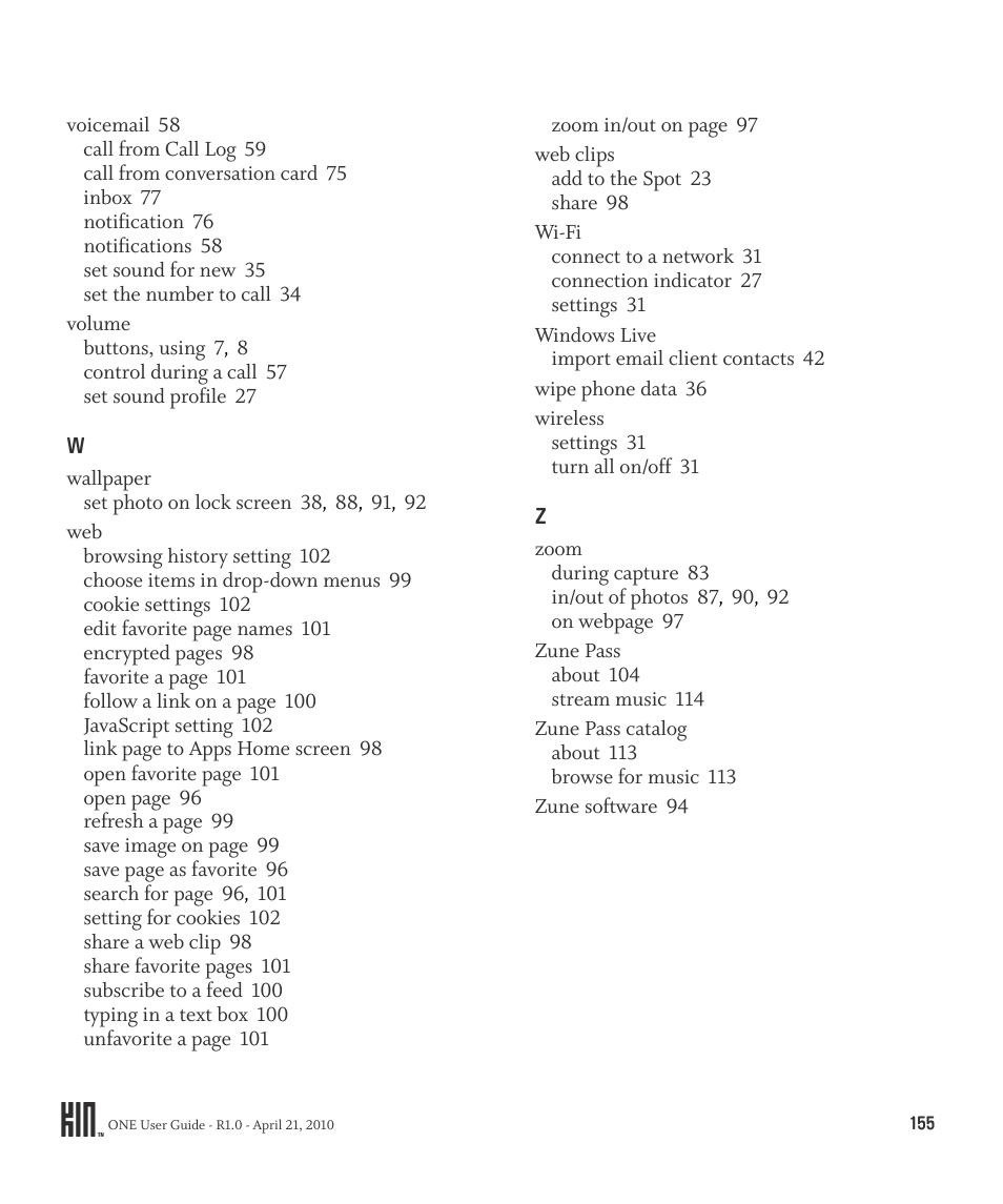 Sharp KIN One OMPB10ZU User Manual | Page 155 / 155
