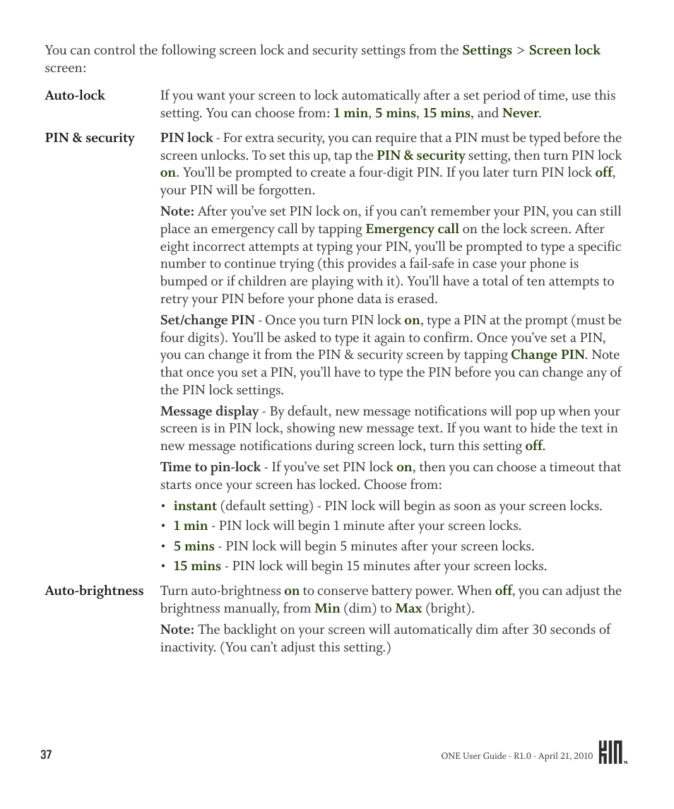 Sharp KIN One OMPB10ZU User Manual | Page 37 / 155