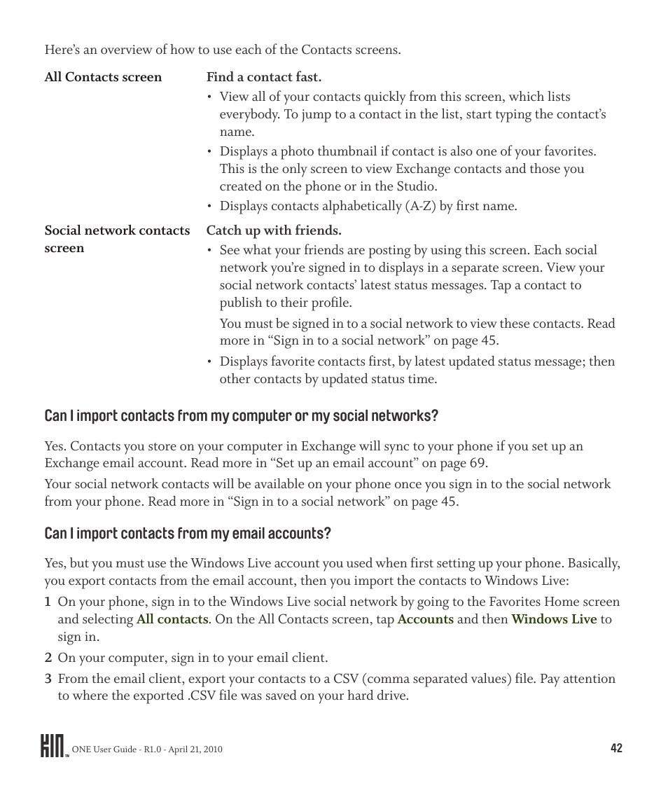 Sharp KIN One OMPB10ZU User Manual | Page 42 / 155